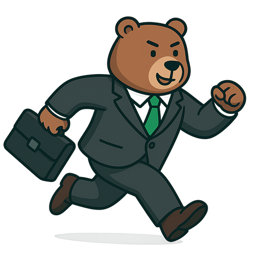 Bear mascot running, representing a daily quiz streak